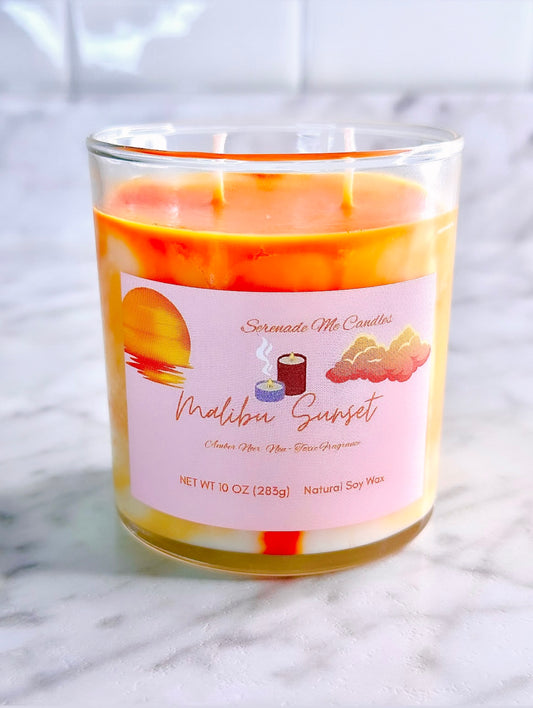 Malibu Sunset Marble Candle